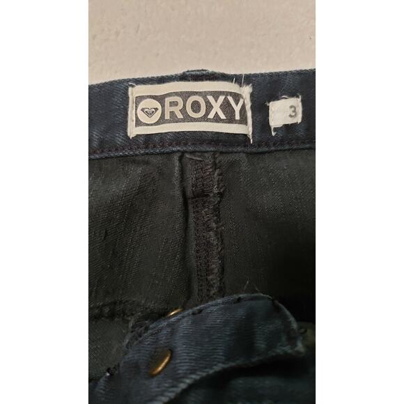VTG Y2K Roxy Button fly Black Denim Shorts Sz 3 Cut Offs summer surf grunge emo - Picture 8 of 9